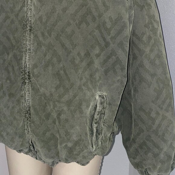 Green Panel Corduroy Harrington Jacket - Picture 4 of 5